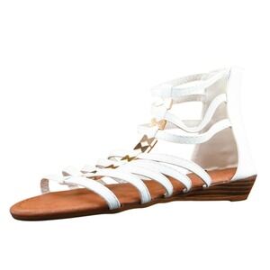 TOP MODA Size 7 M White Gladiator Synthetic Women Sandal Shoes